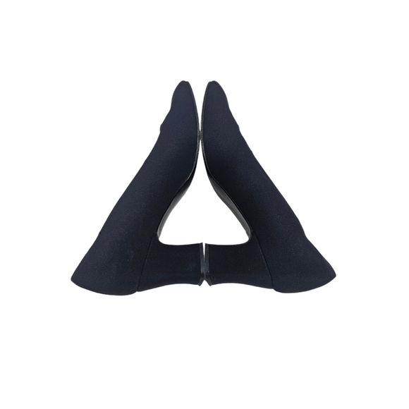 Stuart Weitzman Black Fabrick Block Heel Shoes 8N - Picture 6 of 8